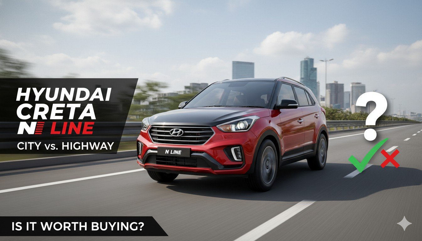 Hyundai Creta N Line SUV driving on highway with sporty design