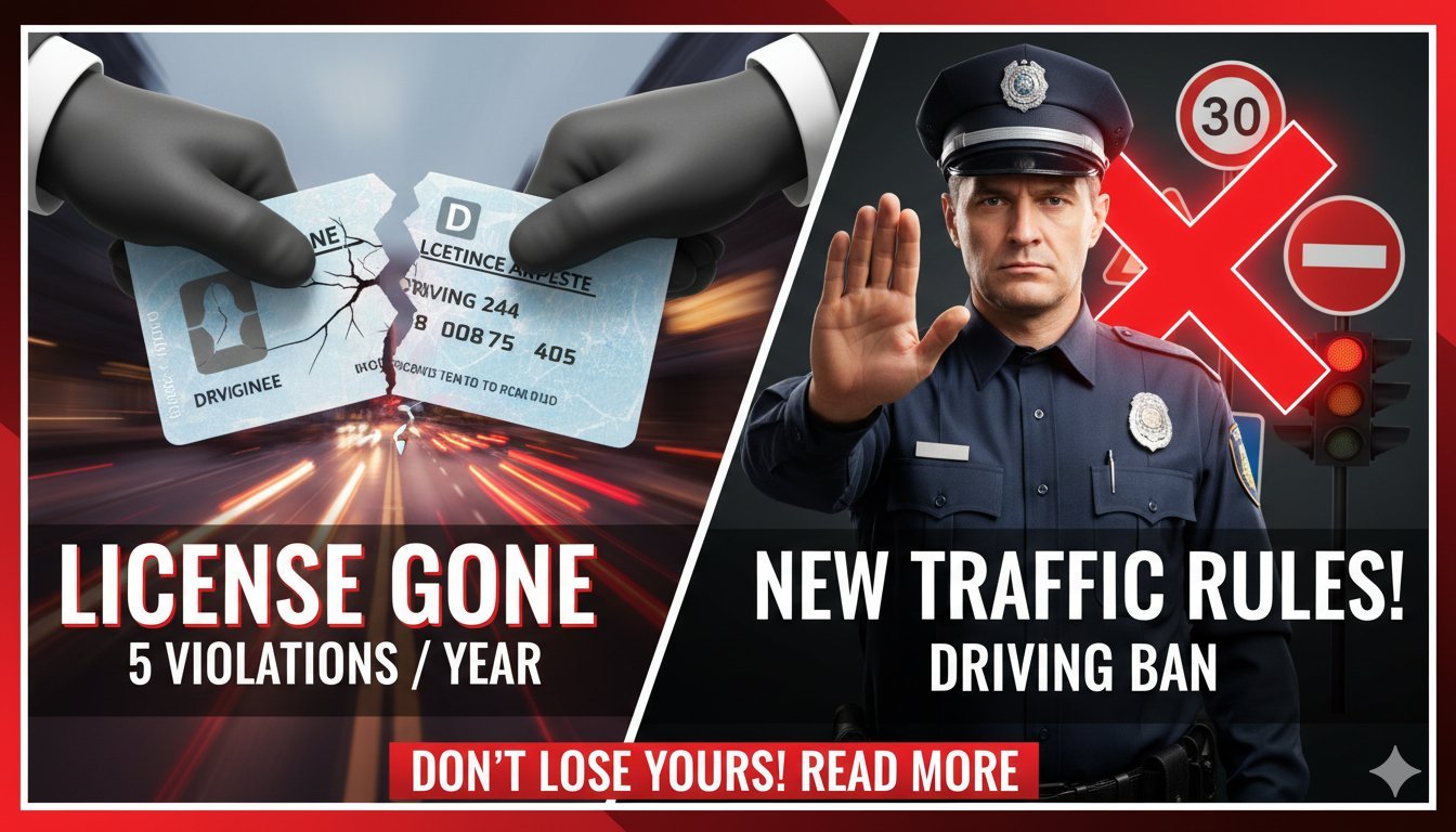 Traffic police officer suspending driving license for violations in India