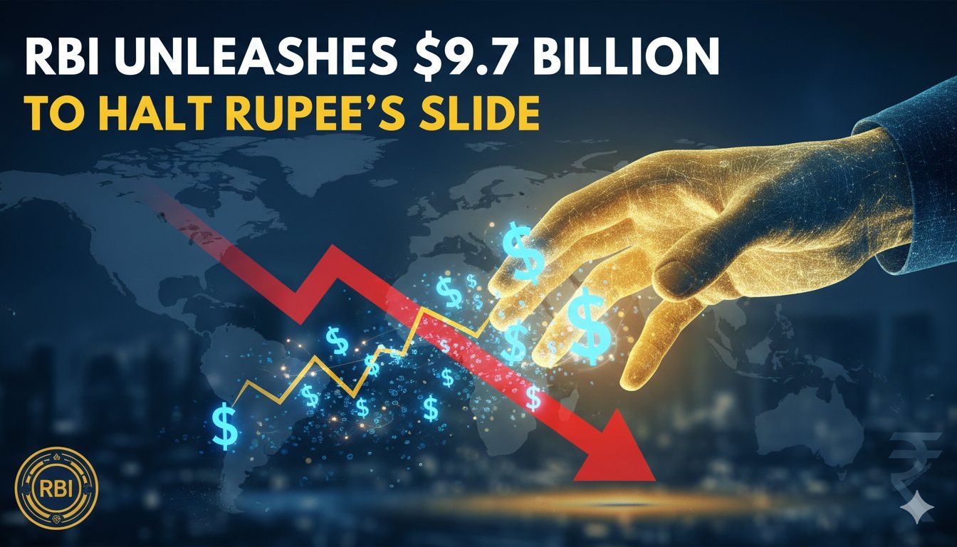 भारतीय रुपये की गिरावट पर आरबीआई का इंटरवेंशन दिखाता ग्राफ