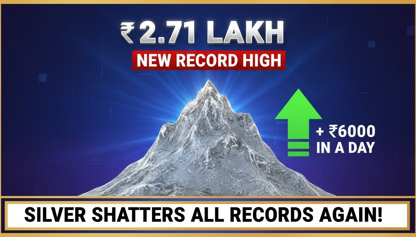 चांदी की चमकदार सलाखें और मूल्य चार्ट दिखाते हुए ग्राफिक