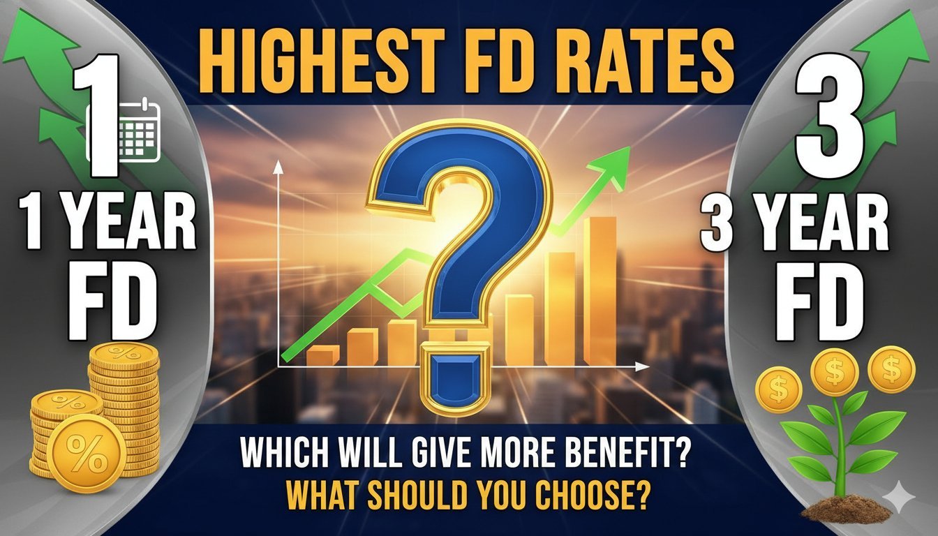 1 साल और 3 साल की FD दरों की तुलना दिखाती ग्राफिक इमेज
