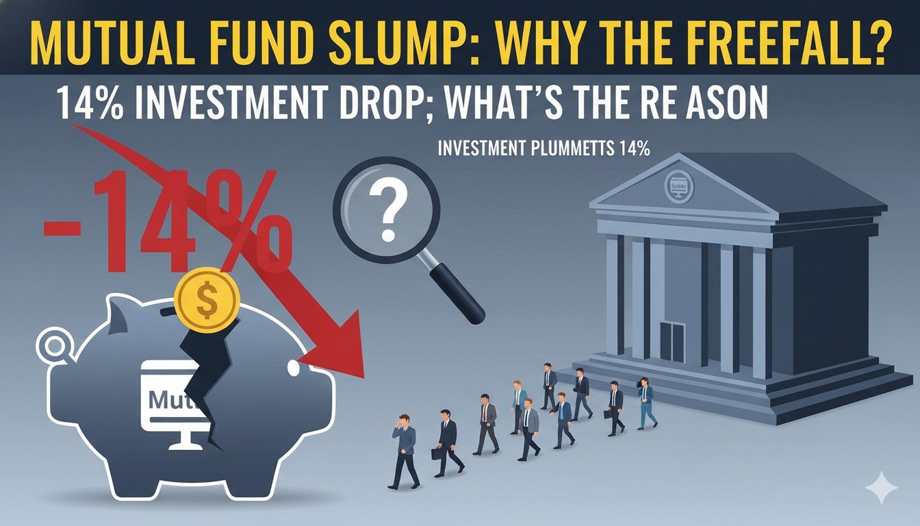 इक्विटी म्यूचुअल फंड में 14% गिरावट दिखाने वाला ग्राफ, जनवरी 2026 AMFI डेटा के साथ गोल्ड ETF और SIP ट्रेंड