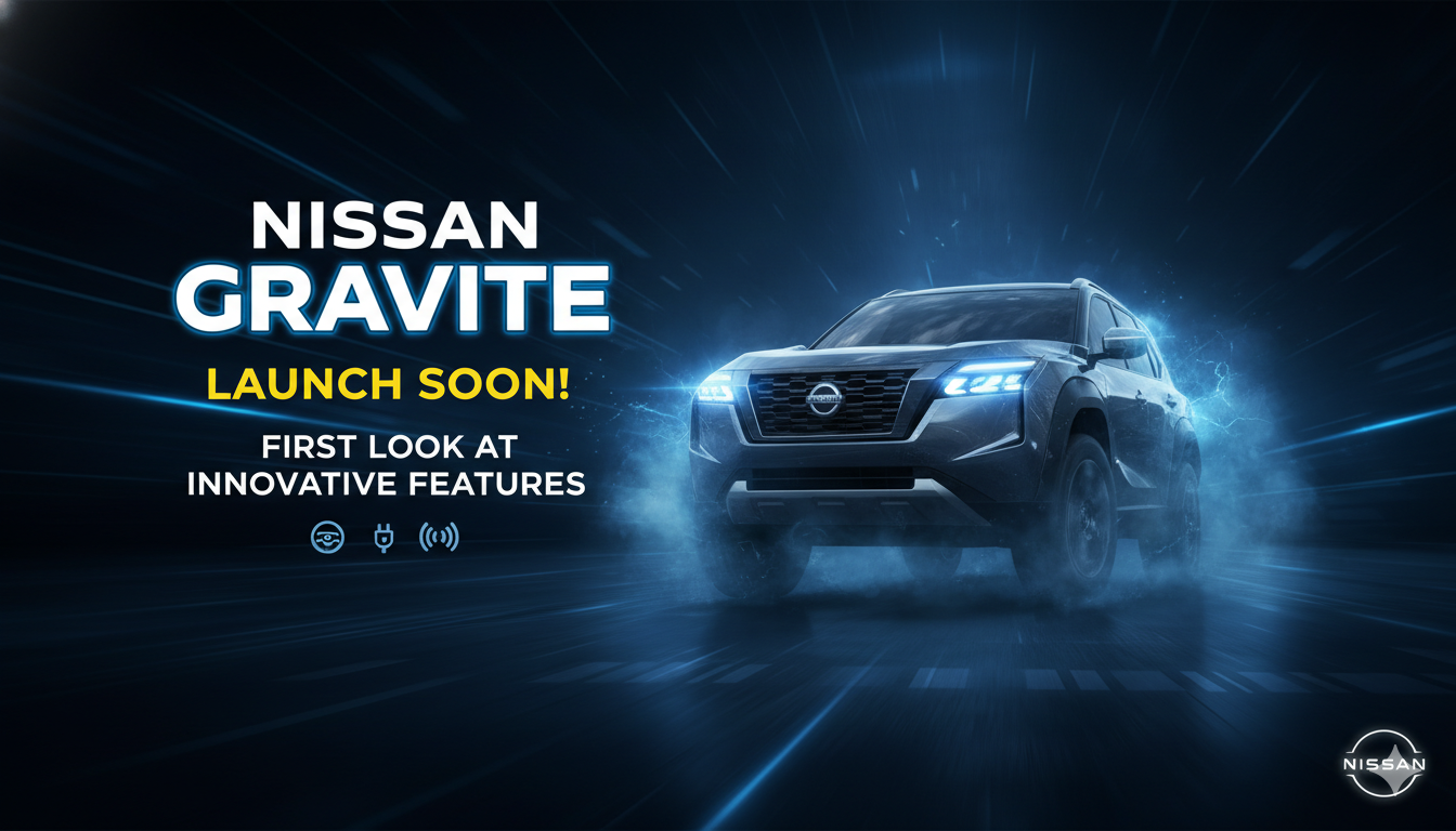 निसान ग्रेवाइट 7-सीटर एमपीवी का इंटीरियर व्यू, डिजिटल डिस्प्ले और मॉडर्न केबिन के साथ