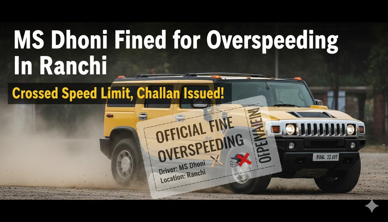 महेंद्र सिंह धोनी की ब्लैक मर्सिडीज कार रांची की सड़क पर ओवरस्पीडिंग के कारण चालान कटने की खबर